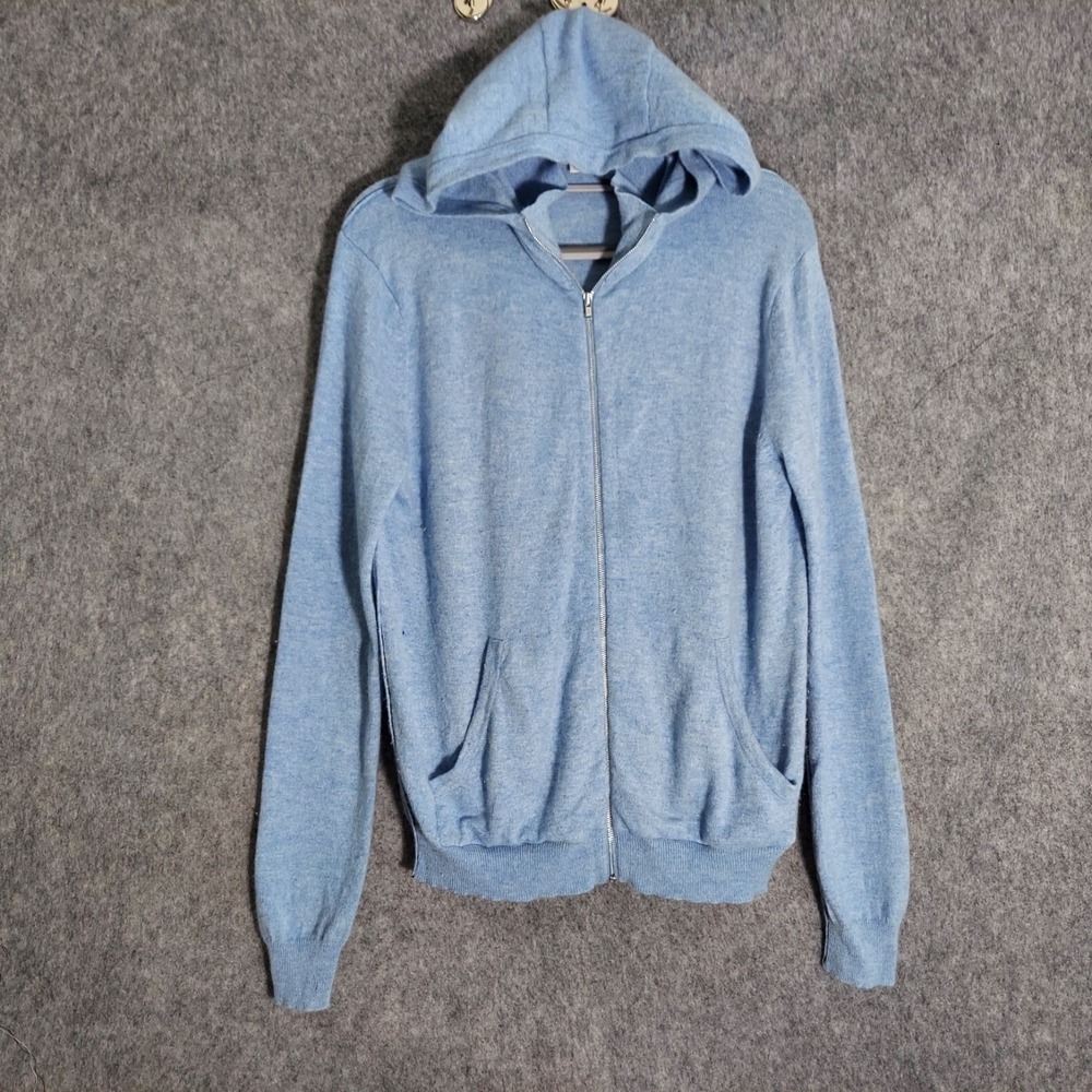 Helmut Lang Women 100% Cashmere Hoodie S Blue Oversized Quiet Luxury Minimalist